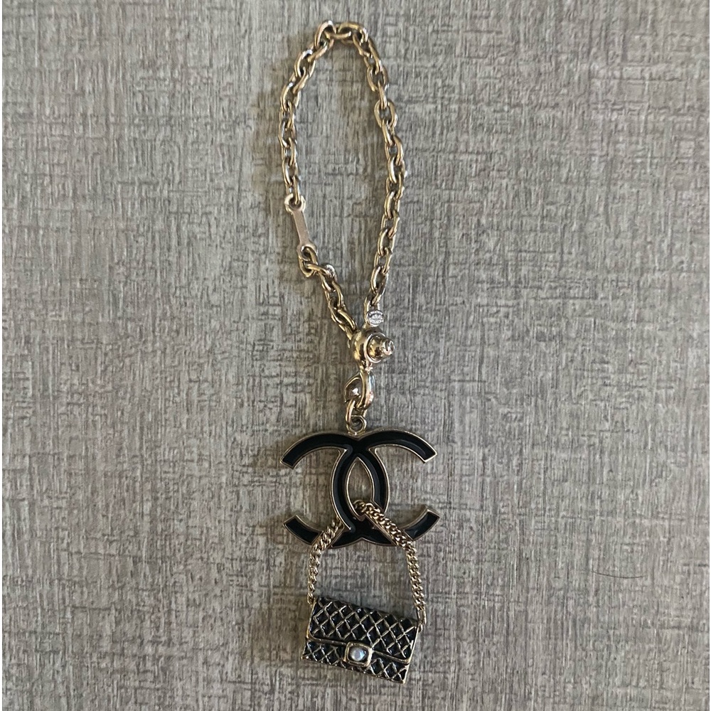 CC Flap Bag Pendant Bag Charm Metal with Enamel and Faux Pearl